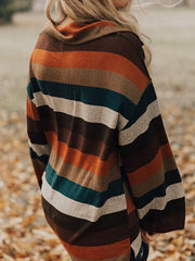 Multicolor Cotton-Blend Color-Block Casual Sweatshirt