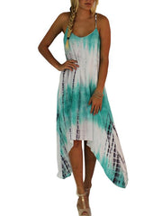 Asymmetric Printed Bohemia Midi Dress