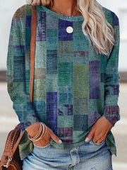 Cotton-Blend Abstract Holiday Long Sleeve Shirts & Tops