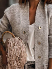 Casual Long Sleeve Plain Outerwear