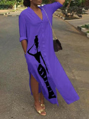 Casual Long Sleeve V Neck Dresses