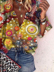 Yellow Floral Holiday Printed Shirts & Tops