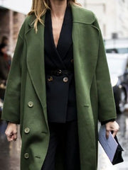 Elegant Lapel Solid Long Sleeve Outerwear
