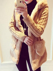 Classic Knit Stitching Plush Thickened Coat