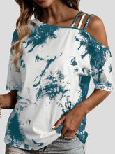 Women's T-Shirts Tie Dye Print Off The Shoulder Short Sleeve T-Shirt