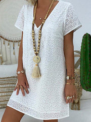 Sexy Lace Hollowing Out Casual Shift Dresses