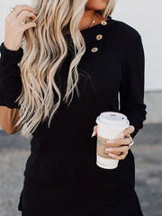 Black Casual Cotton-Blend Patchwork Shirts Sweatshirts