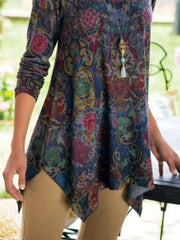 Multicolor Long Sleeve Printed Casual Shirts & Tops