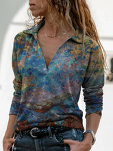 Casual Floral-Print Shawl Collar Shirts & Tops