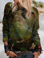 Crew Neck Casual Printed Shirts & Tops