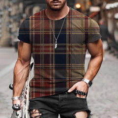 Men's Check Pattern Print T-shirt