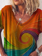 Shift Short Sleeve V Neck Printed Shirts & Tops