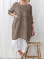 Vintage 3/4 Sleeve Solid Dresses