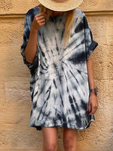 White-Blue Casual Half Sleeve Dresses