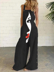 Black Abstract Casual Printed One-Pieces