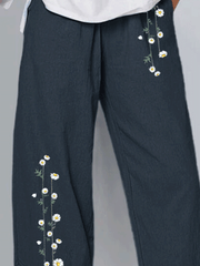 Casual Plus Size Floral Printed Pants