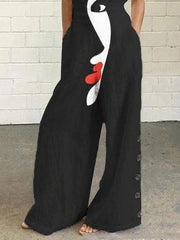 Black Abstract Casual Printed One-Pieces