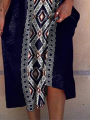 Navy Blue Holiday V Neck Shift Dresses