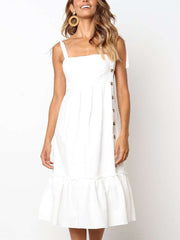 Pure Sleeveless Fastener Vest Maxi Dresses