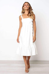 Pure Sleeveless Fastener Vest Maxi Dresses