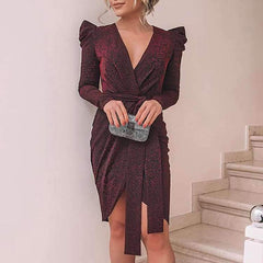 Sexy Lacing V neck Vent Evening Dresses