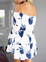 Sexy Printed Off Shoulder Women Skater Dresses