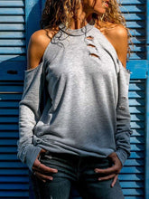Fashion Off shoulder Cutout Long sleeve T-Shirts