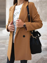 Solid colour long sleeve double-breasted turn down neck coats