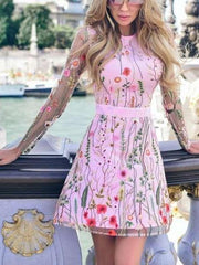 Fashion Embroidery Grenadine Lace Skater Dresses