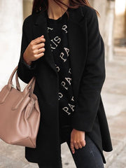 Solid colour long sleeve double-breasted turn down neck coats
