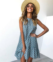 Fashion Floral Point Falbala Shift Dresses