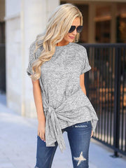 Women Round neck Irregular Short sleeve T-Shirts