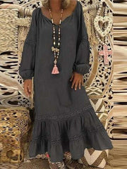 Loose Round neck Long sleeve Maxi Dresses