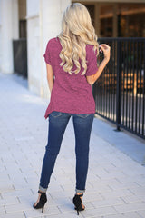 Women Round neck Irregular Short sleeve T-Shirts