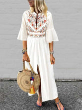 Casual Print Half sleeve Stand collar Maxi Dresses