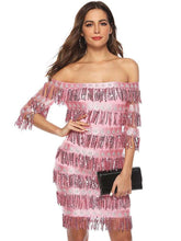 Sexy One shoulder Paillette Purl Evening Dresses