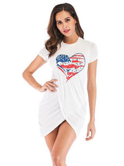 New Floral Crossover Short sleeve Shift Dresses