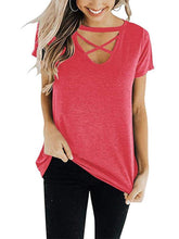 Fashion Cross V neck Short sleeve T-Shirts