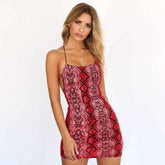 Snakeskin Backless Lacing Bodycon Dresses