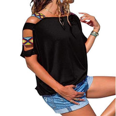 Off shoulder Pure Cutout Short sleeve T-Shirts