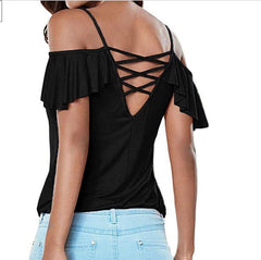 Backless  Falbala Off shoulder Vest T-Shirts