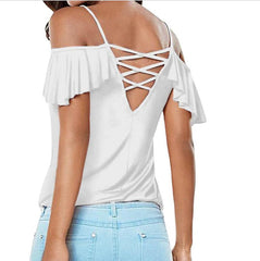 Backless  Falbala Off shoulder Vest T-Shirts