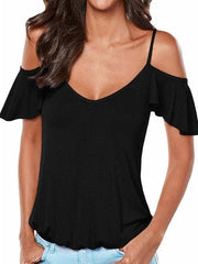 Backless  Falbala Off shoulder Vest T-Shirts