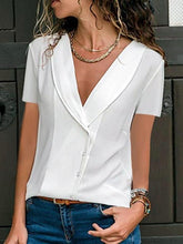 Pure V neck Casual Women Blouses