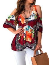Fashion Casual Print Off shoulder Half sleeve T-Shirts