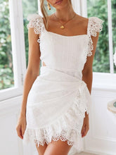 Off shoulder Lace Backless Skater Dresses