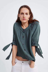 Fashion Satin Lacing Blouses