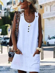 Fashion Fastener Pocket Shift Dresses