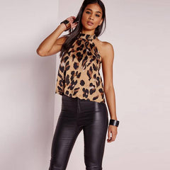 Fashion Sexy Leopard Backless T-Shirts