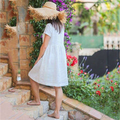 Loose Pure Short sleeve Shift Dresses